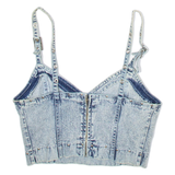 Womens Cropped Vest Blue V-Neck Sleeveless L