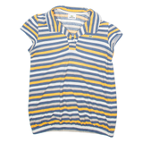 LACOSTE Womens Printed Blouse Blue Collared Striped M