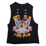 BLIND DATE Womens Printed Vest Black Sleeveless M