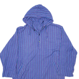 Womens Printed Blouse Blue Button Neck Long Sleeve Striped L