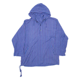 Womens Printed Blouse Blue Button Neck Long Sleeve Striped L