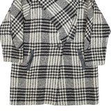 CIRSTEIN Womens Overcoat Coat White Knit Wool Check L