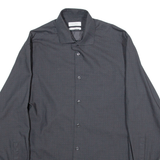CALVIN KLEIN Slim Fit Mens Shirt Grey Polka Dot Long Sleeve M