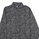 PRETTY GREEN Slim Fit Mens Shirt Grey Crazy Pattern Long Sleeve S