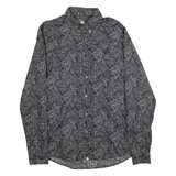 PRETTY GREEN Slim Fit Mens Shirt Grey Crazy Pattern Long Sleeve S
