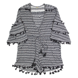 DODO BAROR Womens Playsuit Black Striped Wide-Leg L