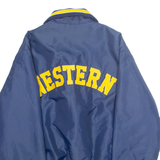 DELONG Mens Varsity Jacket Blue Nylon USA L