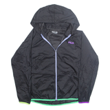 FILA Womens Rain Jacket Black Nylon Hooded L