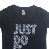 NIKE Just Do It Womens T-Shirt Black V-Neck XL