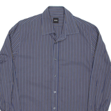 BOSS Mens Shirt Blue Striped Long Sleeve L