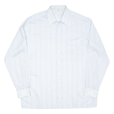 Mens Shirt Blue Striped Long Sleeve XL