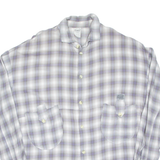 Mens Flannel Shirt Purple Check Long Sleeve L