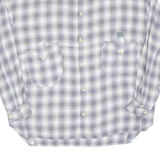 Mens Flannel Shirt Purple Check Long Sleeve L