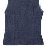 GUESS Zip Up Mens Plain Shirt Blue Sleeveless L