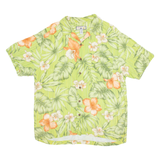 CARIBBEAN JOE Mens Hawaiian Shirt Green Floral L