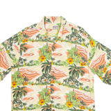 ALOHA HUT Mens Hawaiian Shirt Beige Floral L