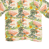 ALOHA HUT Mens Hawaiian Shirt Beige Floral L