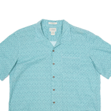 LL BEAN Mens Shirt Green Geometric L