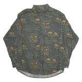 WOOLRICH Mens Shirt Grey Camouflage Long Sleeve XL