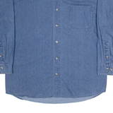 KEY Mens Plain Shirt Blue Long Sleeve L