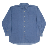 KEY Mens Plain Shirt Blue Long Sleeve L