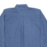 KEY Mens Plain Shirt Blue Long Sleeve L