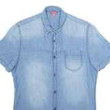 GUESS Mens Plain Shirt Blue S