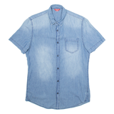 GUESS Mens Plain Shirt Blue S