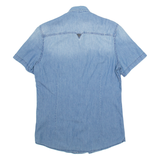 GUESS Mens Plain Shirt Blue S