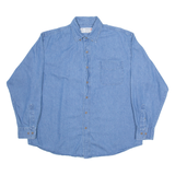 ARAMARK Mens Plain Shirt Blue Long Sleeve L