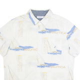 NAUTICA Mens Shirt White Crazy Pattern XL