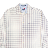 TOMMY HILFIGER Mens Shirt Cream Check Long Sleeve M