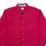 BUGLE BOY Mens Plain Shirt Red 90s Long Sleeve XL