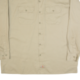 DICKIES Tall Mens Worker Shirt Beige Long Sleeve XL