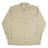 DICKIES Tall Mens Worker Shirt Beige Long Sleeve XL