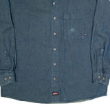 DICKIES Mens Denim Shirt Blue Long Sleeve XL