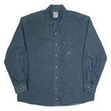 DICKIES Mens Denim Shirt Blue Long Sleeve XL