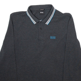 BOSS Mens Polo Shirt Grey Long Sleeve S