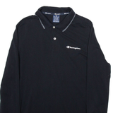CHAMPION Mens Polo Shirt Black Long Sleeve M
