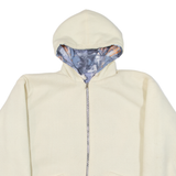 Reversible Womens Fleece Jacket Cream Hooded S
