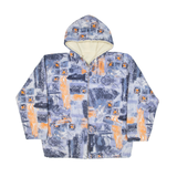 Reversible Womens Fleece Jacket Cream Hooded S