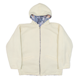Reversible Womens Fleece Jacket Cream Hooded S