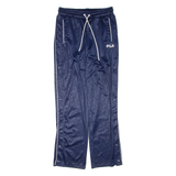 FILA Side Poppers All Over Print Womens Track Pants Blue Straight UK 12 W30 L30