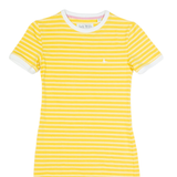 JACK WILLS Womens T-Shirt Dress Yellow Striped Short Sleeve Knee Length UK 6