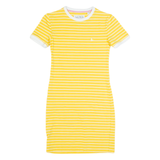 JACK WILLS Womens T-Shirt Dress Yellow Striped Short Sleeve Knee Length UK 6