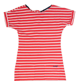 WEIRD FISH Womens T-Shirt Dress Red Striped Short Sleeve Knee Length UK 8