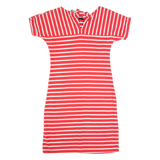 WEIRD FISH Womens T-Shirt Dress Red Striped Short Sleeve Knee Length UK 8
