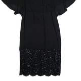 BCBGMAXAZRIA Womens Bodycon Dress Black Short Sleeve Midi XS