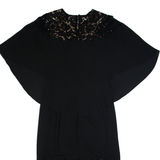 BCBGMAXAZRIA Womens Bodycon Dress Black Short Sleeve Midi XS