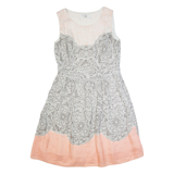 LAURA ASHLEY Occasion Womens Fit & Flare Dress Pink Silk Crazy Pattern UK 14